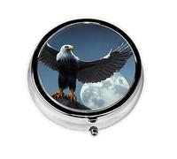 Dlxw Fashion Pill Box Storage Box, Portable Metal Pill Box with Mirror, Easy to Store Medicine! Eagle Under The Stars