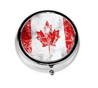 Dlxw Fashion Pill Box Storage Box, Portable Metal Pill Box with Mirror, Easy to Store Medicine! Retro Canada Flag