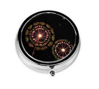 Dlxw Fashion Pill Box Storage Box, Portable Metal Pill Box with Mirror, Easy to Store Medicine! Starry Dandelion