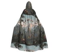DLXW Ferris wheel at the zoo Prints Halloween Adult Hooded Cape Cloak for wear during Halloween, role-playing