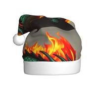 DLXW Fire Dragon Roll soccer Prints Christmas Hat for Adult Festive Celebrations as a Gift for Men and Women