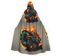 DLXW Fire Dragon Roll soccer Prints Halloween Adult Hooded Cape Cloak for wear during Halloween, role-playing