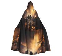 DLXW Firefighters fighting fires Prints Halloween Adult Hooded Cape Cloak for wear during Halloween, role-playing