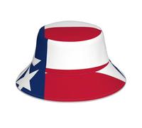 DLXW Flag of Texas Pattern Reflective Bucket Hat - Unisex Sun Protection Headwear for Men & Women Black