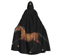 DLXW Galloping War Horse Prints Halloween Adult Hooded Cape Cloak for wear during Halloween, role-playing