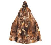 DLXW Gecko rock climbing Prints Halloween Adult Hooded Cape Cloak for wear during Halloween, role-playing