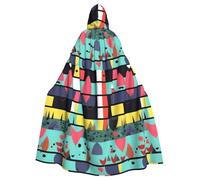 DLXW Geometric patterns adult hooded cape - 100% polyester, comfortable & durable, perfect for halloween, cosplay, costume parties, stage performances