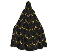 DLXW Golden Lightning Horn Prints Halloween Adult Hooded Cape Cloak for wear during Halloween, role-playing