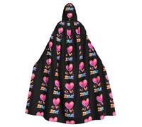 DLXW Gradient color love says happy birthday Prints Halloween Adult Hooded Cape Cloak for wear during Halloween, role-playing
