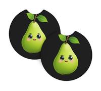 DLXW Green Cute Big pear Printed Car Coaster Set of 2 Waterproof, Quick Drying, Odorless for Most Cars, Trucks, SUVs