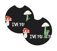 DLXW I Love You Little Mushroom Printed Car Coaster Set of 2 Waterproof, Quick Drying, Odorless for Most Cars, Trucks, SUVs