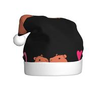 DLXW I love you pink capybara Prints Christmas Hat for Adult Festive Celebrations as a Gift for Men and Women