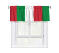 DLXW Italian Flag Printed Short Curtain with Valance Rod, 54x18in Light Filtering Window Treatment for Kitchen, Bathroom, Laundry Room, Studio