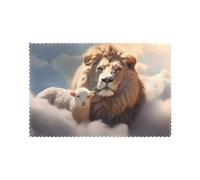 DLXW Lamb with A Lion On The Clouds Printed Placemats Set of 6 - Washable Polyester Fiber Placemats for Dining, Kitchen, Hotel, Home, and Banquet Decorations