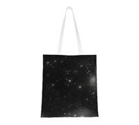DLXW lightweight and durable recycled polyester canvas cute tote bag, tote bag, kitchen grocery bag, multi-functional portable! black and white galaxy shopping bag