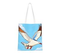 DLXW lightweight and durable recycled polyester canvas cute tote bag, tote bag, kitchen grocery bag, multi-functional portable! flying seagulls shopping bag