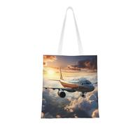 DLXW lightweight and durable recycled polyester canvas cute tote bag, tote bag, kitchen grocery bag, multi-functional portable! airplanes are soaring shopping bag