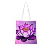 DLXW lightweight and durable recycled polyester canvas cute tote bag, tote bag, kitchen grocery bag, multi-functional portable! purple lotus shopping bag