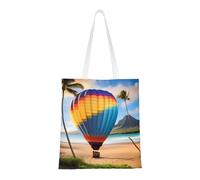 DLXW lightweight and durable recycled polyester canvas cute tote bag, tote bag, kitchen grocery bag, multi-functional portable! hawaii hot air balloon shopping bag