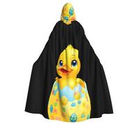 DLXW Little yellow duck on the easter egg Prints Halloween Adult Hooded Cape Cloak for wear during Halloween, role-playing