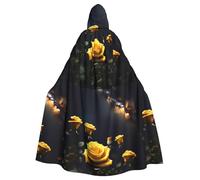 DLXW men's women's cape halloween hooded cape queen's robe costume renaissance medieval costume beautiful yellow roses
