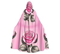 DLXW men's women's cape halloween hooded cape queen's robe costume renaissance medieval costume beautiful pink roses