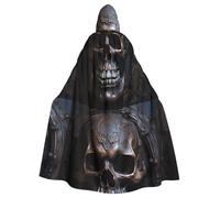 DLXW men's women's cape halloween hooded cape queen's robe costume renaissance medieval costume copper-colored skull