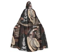 DLXW men's women's cape halloween hooded cape queen's robe costume renaissance medieval costume cowboy black hat western boots