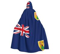 DLXW men's women's cape halloween hooded cape queen's robe costume renaissance medieval costume flag of the turks and caicos islands