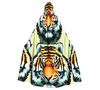 DLXW men's women's cape halloween hooded cape queen's robe costume renaissance medieval costume little fat tiger head