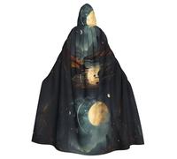DLXW men's women's cape halloween hooded cape queen's robe costume renaissance medieval costume moon stars and planets