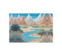 DLXW Oasis in The Desert Printed Placemats Set of 6 - Washable Polyester Fiber Placemats for Dining, Kitchen, Hotel, Home, and Banquet Decorations