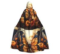 DLXW orange yellow butterfly field flowers hooded cape for men and women