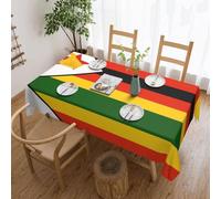 Dlxw Premium Stain-Resistant Flag of Zimbabwe Tablecloth for Outdoor picnics, Kitchens and Holiday Dinners 54 x 72 in
