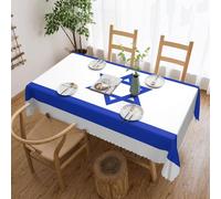 Dlxw Premium Stain-Resistant Israeli Flag Tablecloth for Outdoor picnics, Kitchens and Holiday Dinners 54 x 72 in