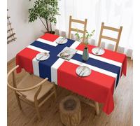 Dlxw Premium Stain-Resistant Norwegian Flag Tablecloth for Outdoor picnics, Kitchens and Holiday Dinners 54 x 72 in