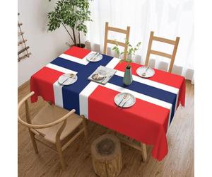 Dlxw Premium Stain-Resistant Norwegian Flag Tablecloth for Outdoor picnics, Kitchens and Holiday Dinners 54 x 72 in
