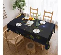 DLXW Premium Stain-Resistant Yellow Roses Starry Night Tablecloth for Outdoor picnics, Kitchens and Holiday Dinners one Size