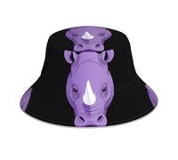 DLXW Purple Rhino Head Pattern Reflective Bucket Hat - Unisex Sun Protection Headwear for Men & Women