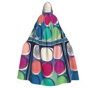 DLXW renaissance adult hooded cape polyester cape victorian capelle medieval hobbit halloween costume round color palette