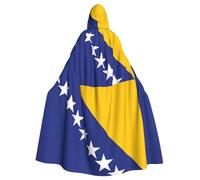 DLXW renaissance adult hooded cape polyester cape victorian capelle medieval hobbit halloween costume flag of bosnia and herzegovina