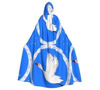 DLXW renaissance adult hooded cape polyester cape victorian capelle medieval hobbit halloween costume flying white goose