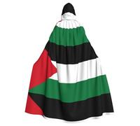 DLXW renaissance adult hooded cape polyester cape victorian capelle medieval hobbit halloween costume flag of the state of palestine