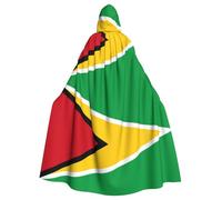 DLXW renaissance adult hooded cape polyester cape victorian capelle medieval hobbit halloween costume flag of guyana