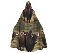 DLXW renaissance adult hooded cape polyester cape victorian capelle medieval hobbit halloween costume mighty highland yak