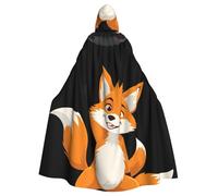 DLXW Rock and roll fox Prints Halloween Adult Hooded Cape Cloak for wear during Halloween, role-playing