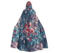 DLXW Rose petals in the pool Prints Halloween Adult Hooded Cape Cloak for wear during Halloween, role-playing