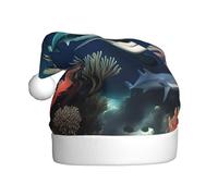 DLXW Sharks under the sea Prints Christmas Hat for Adult Festive Celebrations as a Gift for Men and Women