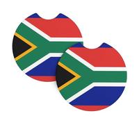 DLXW South Africa Flag Printed Car Coaster Set of 2 Waterproof, Quick Drying, Odorless for Most Cars, Trucks, SUVs