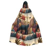 DLXW The dinosaur looking out Prints Halloween Adult Hooded Cape Cloak for wear during Halloween, role-playing